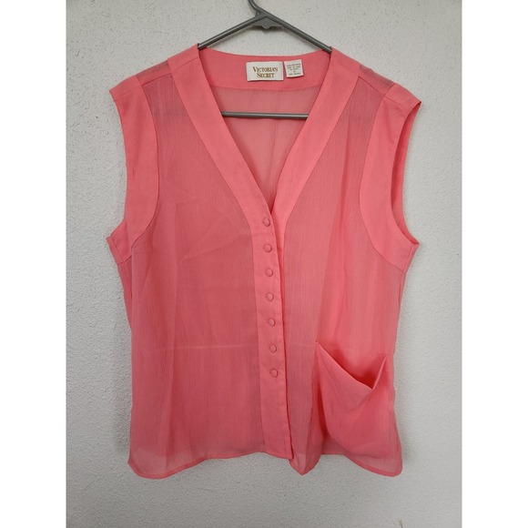 Victoria's Secret Other - Vintage 90s Victorias Secret Gold Label Sheer Pajama Top Coral Womens Small